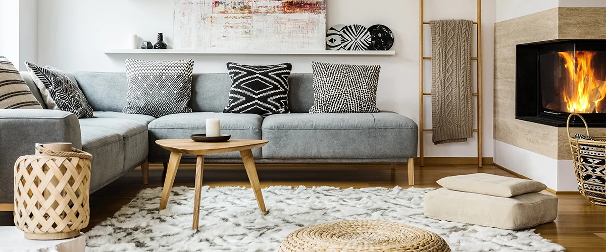 living space with rugs