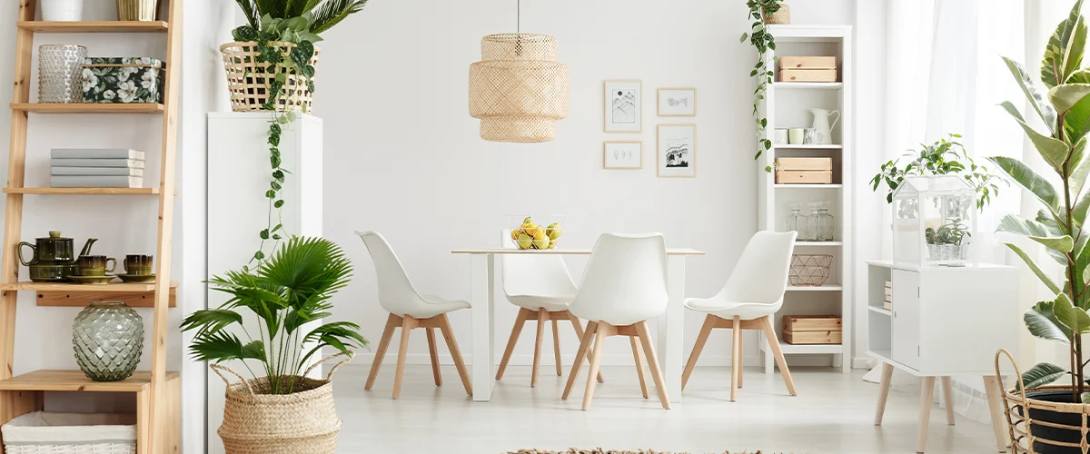 white living room with vertical storage space