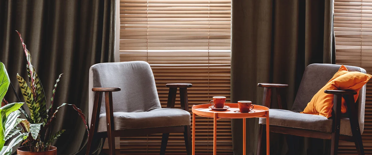 wood blinds in living room